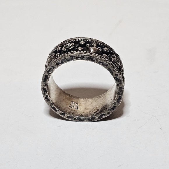 Clocks And Colours ‘Brimstone’ 925 Silver Band Ring Size US 15 Skulls And Roses - Picture 4 of 7